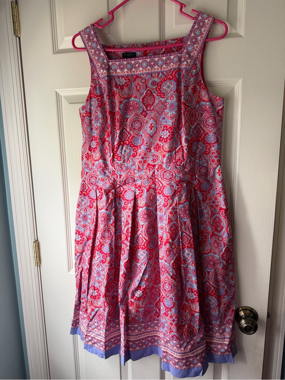 Sleeveless Pink Patterned Fit & Flare Dress